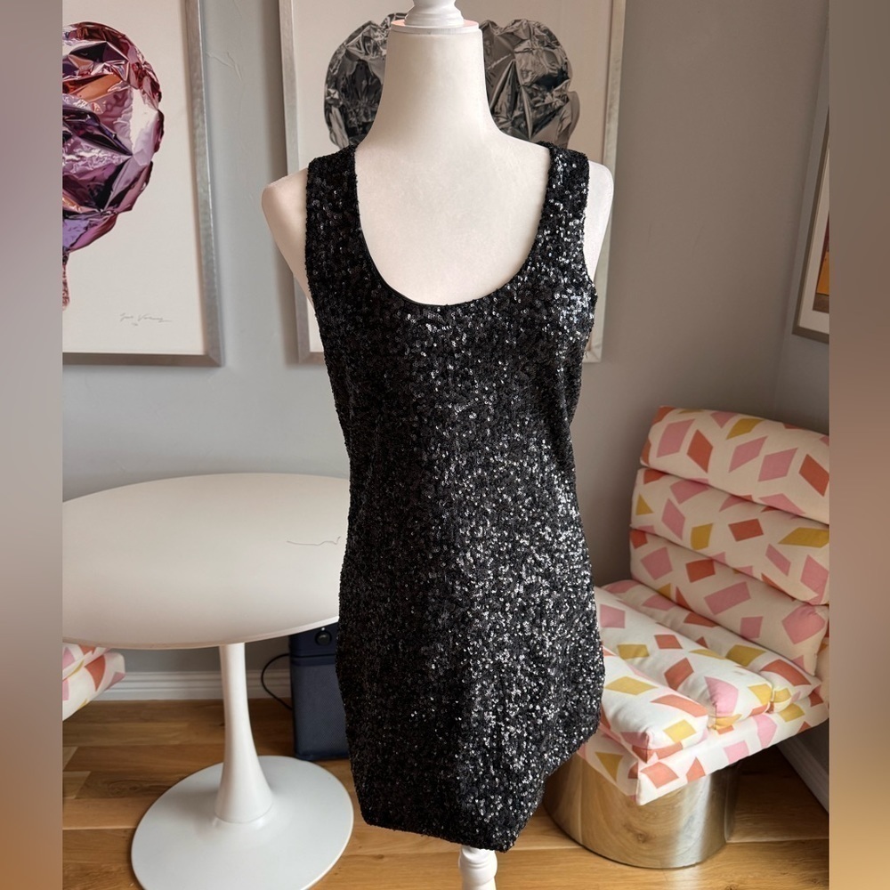 Alice and Olivia Black Sequin Dress